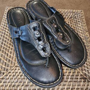 Born Genuine Black Leather Thong Jesus Sandals 11 Cushioned Comfort Ortho Shoe
